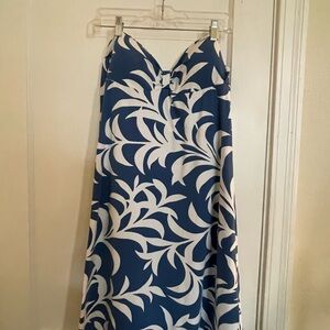 Tommy Bahama Blue and White Leaf Print Dress